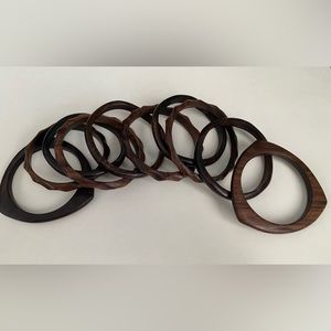 Wooden bangle bracelets.